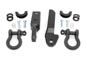 GMC K1500 Suburban Tow Hook to Shackle Conversion Kit - Front - Rough Country - D-Ring Combo - Black - '92-'99